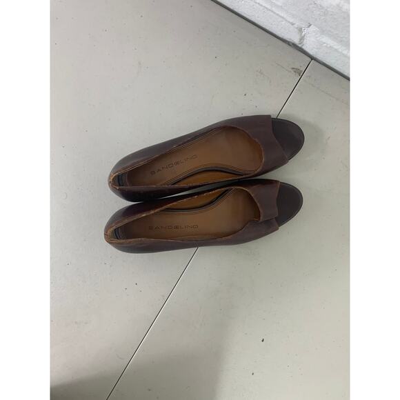 Bandolino Women's Open Toe Slip On Kitten Heel Pump Leather Wine Size US 6 - Picture 4 of 6